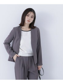 ストレッチツイルセットアップシリーズ ノーカラージャケット NATURAL BEAUTY BASIC ナチュラルビューティベーシック ジャケット・アウター テーラードジャケット・ブレザー ブラウン ネイビー【先行予約】*【送料無料】[Rakuten Fashion]