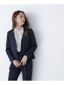 【SALE／10%OFF】ストレッチツイルセットアップシリーズ ノーカラージャケット NATURAL BEAUTY BASIC ナチュラルビューティベーシック ジャケット・アウター テーラードジャケット・ブレザー ブラウン ネイビー【RBA_E】【送料無料】[Rakuten Fashion]