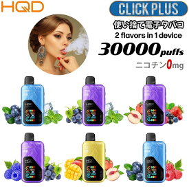 電子タバコ シーシャ 30000回吸引 電子VAPE 水蒸気タバコ 持ち運びシーシャ 禁煙パイポ 使い捨て ニコチンゼロ DTL VAPE vape ベイプ フレーバー リキッド 水タバコ 電子煙草 使い捨てタイプ ニコチン0 タール0 禁煙グッズ 禁煙 HQD CLICK PLUS 6種類フレーバー