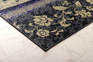 い草 ラグ カーペット マット DXヴィオラ 約 191 × 191 cm 約 2畳 畳上敷き 純 国産 夏 涼しい 和室 洋室 花 柄 豪華 明るい コンパクト 収納 お手入れ 簡単 抗菌 防臭 空気清浄 高級 感 耐久性 裏面