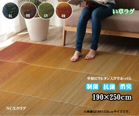 い草 ラグ マット カーペット NCXクリア 約190X250cm ウレタン5mm 夏用 涼しい 小林製薬 コバガード お手入れ 簡単 制菌 抗菌 防臭 消臭 滑り止め 不織布 付 ブルー ブラウン グリーン オレンジ おしゃれ 収納 簡単 フローリング グラデーション ふっくら IK