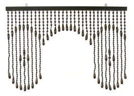 木珠のれん 珠のれん 昭和レトロ 手作り 国産 木珠 のれん 花柄 アーチ ショート タイプ Aー60