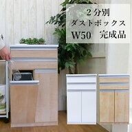 ダストボックス カウンター 2分別 完成品 ゴミ箱2個 フタ付 引き出し 作業台 ゴミ箱収納 キッチン収納 分…