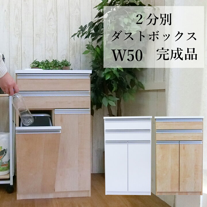 楽天市場】ダストボックス カウンター 2分別 完成品 ゴミ箱2個 フタ付 