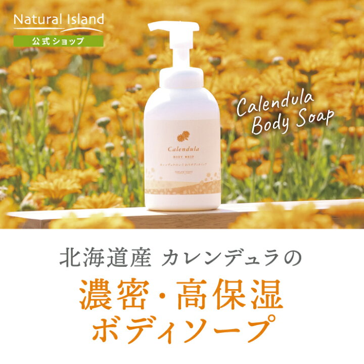 公式 ナチュラルアイランド カレンデュラのいたわりボディホイップ 400ml ボディソープ ボディシャンプー カレンデュラ リラックス 泡 保湿 ボディケア しっとり うるおい 低刺激 国産 日本製 北海道産 天然成分 Natural Island ナチュラルサイエンス