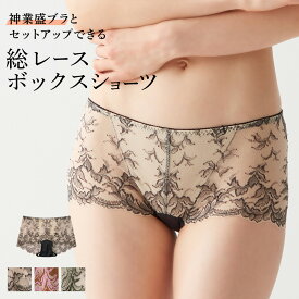 グンゼ トゥシェ ショーツ パンツ　可愛い　レディース 一分丈 ボーイズレッグ ボクサーパンツ 総レース セクシー かわいい オシャレ ボックスショーツ 透け感 Tuche GUNZE JS1063H M L