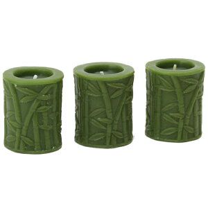 Natural Light Candle (i`CgLh)SET OF 3 2"BAMBOO LEAF MINI RECESSED PILLARLEAF GREENA}Lh X VR o | ou[ Zbg CeA