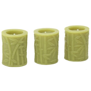 Natural Light Candle (i`CgLh)SET OF 3 2"BAMBOO LEAF MINI RECESSED PILLARSAWAH GREENA}Lh X VR AWA o | ou[ Zbg y