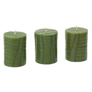 Natural Light Candle (i`CgLh)SET OF 3 BANANA LEAF VOTIVESA}Lh X VR AWA o nCA ][g Zbg CeA