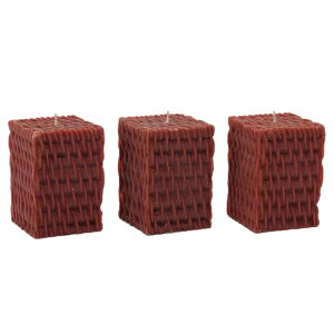 Natural Light Candle (i`CgLh)SET OF 3 RATTAN MINI CUBESNATURAL BROWNA}Lh X VR AWA o nCA ][g Zbg CeA