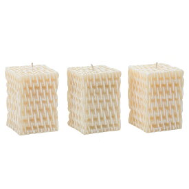 Natural Light Candle (ナチュラルライトキャンドル)SET OF 3 RATTAN MINI CUBESWHITE WASHアロマキャンドル 蜜蝋 天然香料 アジアン バリ ハワイアン リゾート セット インテリア