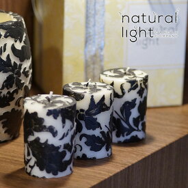Natural Light Candle (ナチュラルライトキャンドル)ダマスク リーフ ボーティブ 3個セット【人気 ギフト プレゼント】 アロマキャンドル 蜜蝋 天然香料 セット インテリア