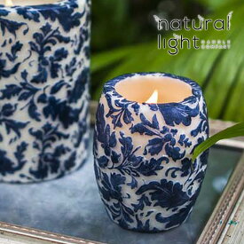 Natural Light Candle (ナチュラルライトキャンドル）4インチ ダマスク リーフ ハリケーン【人気 ギフト プレゼント】 アロマキャンドル 蜜蝋 天然香料 インテリア