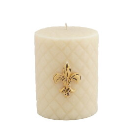 Natural Light Candle (ナチュラルライトキャンドル)4インチ エンボス ラウンド ピラーアイボリー ＆ ゴールド【人気 ギフト プレゼント】 アロマキャンドル 蜜蝋 天然香料 インテリア