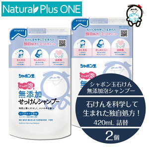 【 2個セット 】泡 シャンプー 詰替え 無添加 せっけん シャンプー たっぷり泡 420mL パウチ 無添加石けん ノンアルコール 無香料 無着色料 無酸化防止剤 合成界面活性剤不使用 水 カリ石ケン