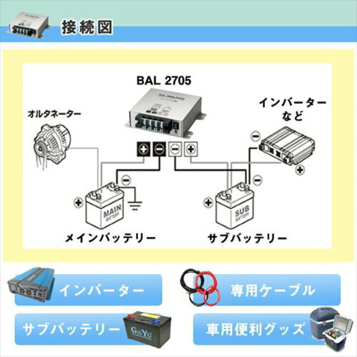 楽天市場】走行充電器 60A 12V 昇圧回路付 アイソレーター BAL-2705 