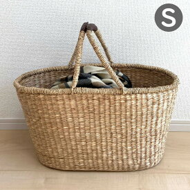 かご バスケット 収納かご Sサイズ 籠 かごバスケット カゴ ピクニックかご 収納 持ち手かご シーグラス 収納バスケット ハンドル 荷物入れ かご 持ち手 洗濯かご リビング収納 ピクニック バスケット おしゃれ オーバル ベトナム
