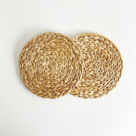 ウォーターヒヤシンス ランチョンマット 2枚セット おしゃれ 丸 円 編み テーブルマット おしゃれ シンプル シーグラスランチョンマット キッチンマット ランチマット プレートマット プレースマット 手編みマット