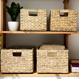 収納 バスケット かご 収納バスケット 収納かご ウォーターヒヤシンス バスケットかご かごバスケット 棚置き収納 ランドリ おむつ 収納 トイレットペーパー収納 おもちゃ収納 水草バスケット 天然素材 ハンドメイド おしゃれ