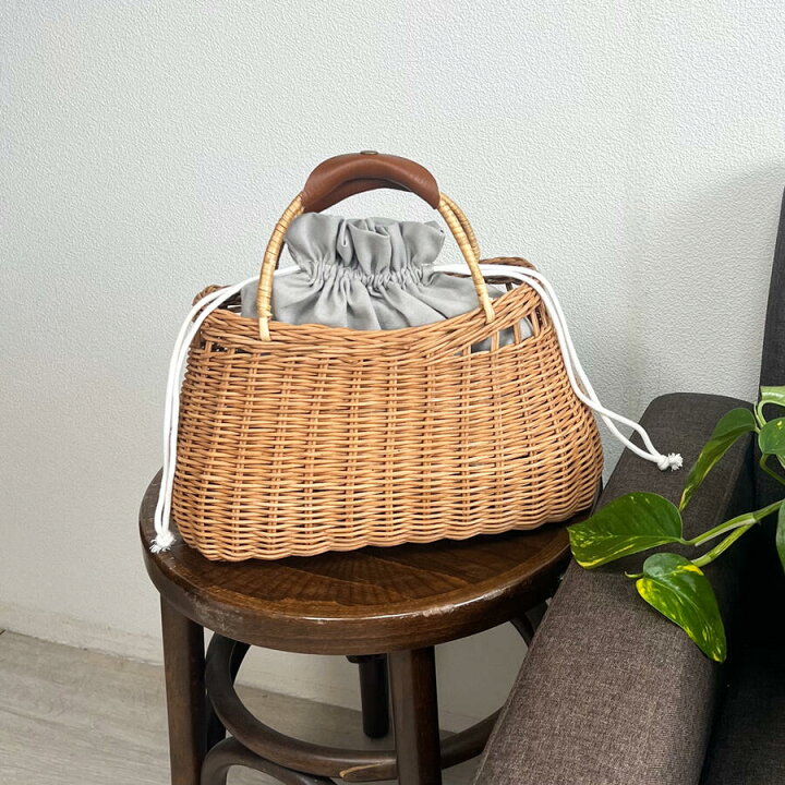 楽天市場】【10％OFFクーポン配布】 トートバッグ 布付き 籐 
