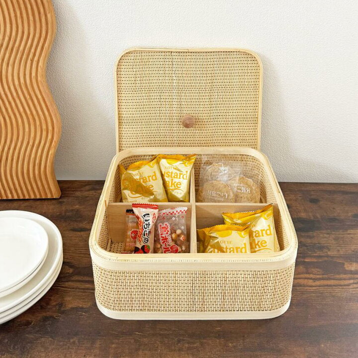 楽天市場】＼6/30は10％OFF+P5倍／ 籠 お菓子収納 仕切り4分割 お菓子 