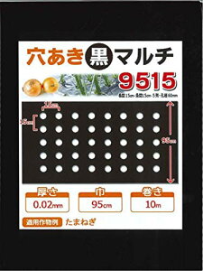 家庭菜園【マルチ】 穴あき黒マルチ9515 玉ねぎ用 (孔径が60mm) 10m (郵便配送商品)