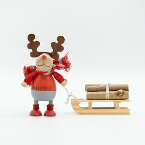 【正規販売店】 ノルディカニッセ 丸太をひいた胴長トナカイ NORDIKA nisse 北欧雑貨 サンタ 木製 人形 クリスマス ハンドメイド 北欧 インテリア プレゼント