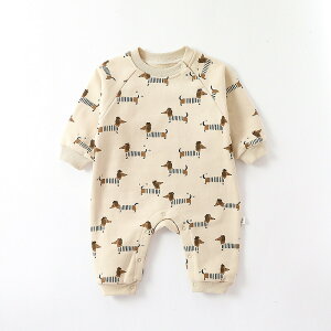 ベビー服 長袖 ロンパース カバーオール 長袖 月 dog 犬 moon ベビーパジャマ ルームウェア 女の子 男の子 0〜24ヶ月 ベビー肌着 新生児服 春 秋 冬 66 73 80 90cm 送料無料