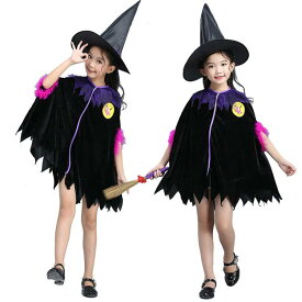 ハロウィン 衣装 女の子 子供服 仮装 ハロウィン仮装 2点セット トップス 帽子 キッズ コスプレ 魔女 デビル かぼちゃ ハロウィン パーティー コスプレ衣装