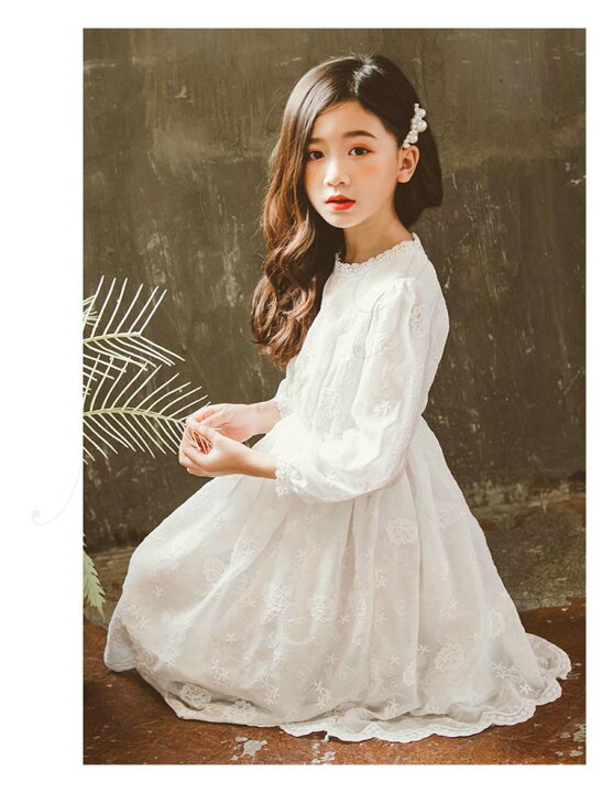 楽天市場 子供ドレス 白ワンピース 子供 ドレス ピアノ 発表会 コンクール 姫系 ワンピース シンプル 女の子 レース 刺繍 ひざ丈 セレブ お姫様気分 優雅 ホーワイト カジュアルワンピース 私服 普段着 結婚式 通学 演出 演奏会 セレモニー 子供服 Natureandtree楽天市場店