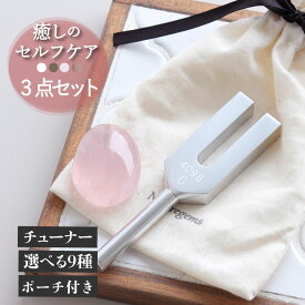 楽天ランキング1位受賞 クリスタルチューナー 4096Hz 音叉 天然石 天然水晶ポイント 原石 専用ポーチ 説明書付き 浄化セット 黒水晶 パームストーン ローズクォーツ リラックス ヒーリング 癒し リセット タロットカード パワーストーンブレスレット の浄化用