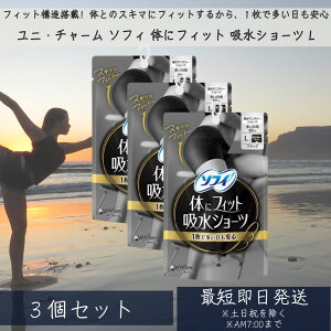 ユニ・チャーム ソフィ 体にフィット 吸水ショ−ツ L 3個セット サニタリーショーツ 吸水型 吸収 ナプキン不要 吸水パンツ ショーツ 尿漏れ 消臭 スポーツ 昼用