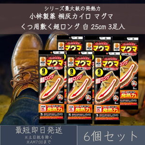 小林製薬 桐灰カイロ マグマ くつ用敷く超ロング 3足分入 6個セット 白 靴用 足元用 靴専用カイロ 25cm 桐灰