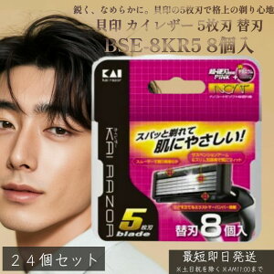 貝印 カイレザー 5枚刃 替刃 BSE-8KR5 8個入 24個セット | KAI RAZOR 剃刀 カミソリ ひげそり 髭剃り シェービング メンズシェイバー 替え刃セット シェーバー メンズ