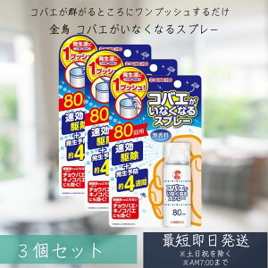 大日本除虫菊 KINCHO 金鳥 コバエがいなくなるスプレー 80回用 3個セット (駆除・発生予防) 20ml ハエとり ハエ取り コバエ取り 退治 対策 コバエホイホイ ハエホイホイ