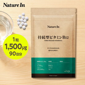 【高濃度1500μg/粒×90日分】ビタミンB12 持続型 サプリメント 90粒 90日分 1袋 135,000μg 高濃度 B12 国内製造 GMP認証 Nature In(ネイチャーイン)