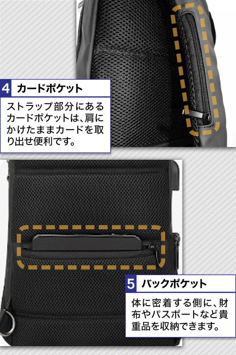 ボディバッグ　ショルダー　ドリンクポケット　多収納　USBポートウォーキング　鞄