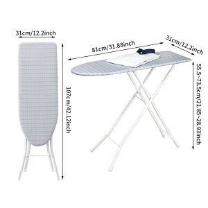 アイロン台 32インチ スタンド式アイロン台 折り畳み式 アイロン台 グレーの格子柄 ポリエステル綿布 省スペース 軽量 安定性に優れ
