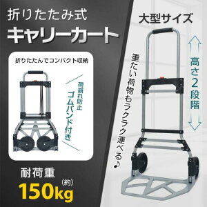 キャリーカート 台車 折りたたみ式 耐荷重150KG ゴムバンド付き 静音設計 アルミ製荷台 重たい荷物 お買い物 アウトドア 旅行 灯油運搬 wk002