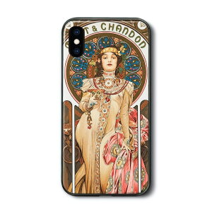 iPhone12Pro iPhone13 ケース アイフォン ガラスケース ミュシャ モエ エ シャンドン 多機種対応 iPhone15 ケース 人気 絵画 個性的 iPhone14 iPhone16