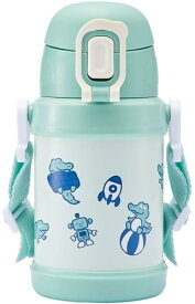 リーチウィル魔法瓶 ストローキッズボトル 450ml ワンタッチマグ キャラクターが浮き出る ころころワニ グリーン RKSG-45GR
