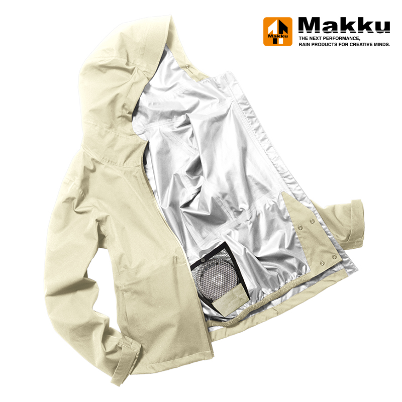 マック(Makku) 防水仕様の着るせんぷうき レインジャケット L アイボリー AS-932 | ナチュラム アパレル専門店