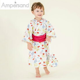 Ampersand(アンパサンド) Kid's フルーツ柄浴衣かぶり 巾着付き キッズ 130 レッド L375043