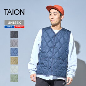 タイオン(TAION) ミリタリー Vネックボタン ダウンベスト スリットファスナー M D.NAVY TAION-001BML-1