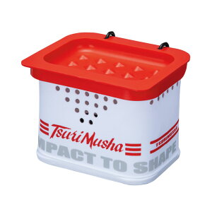 釣武者 TsuriMusha 水切りエサBOX レッド×ホワイト F20301