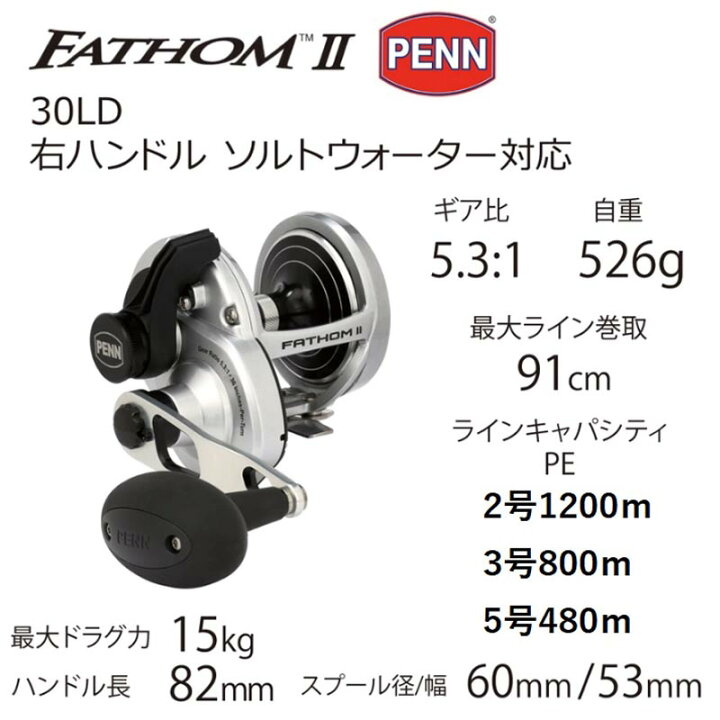 楽天市場】PENN(ペン) FATHOM(ファゾム) II 30LD 1563379 : ナチュラム 