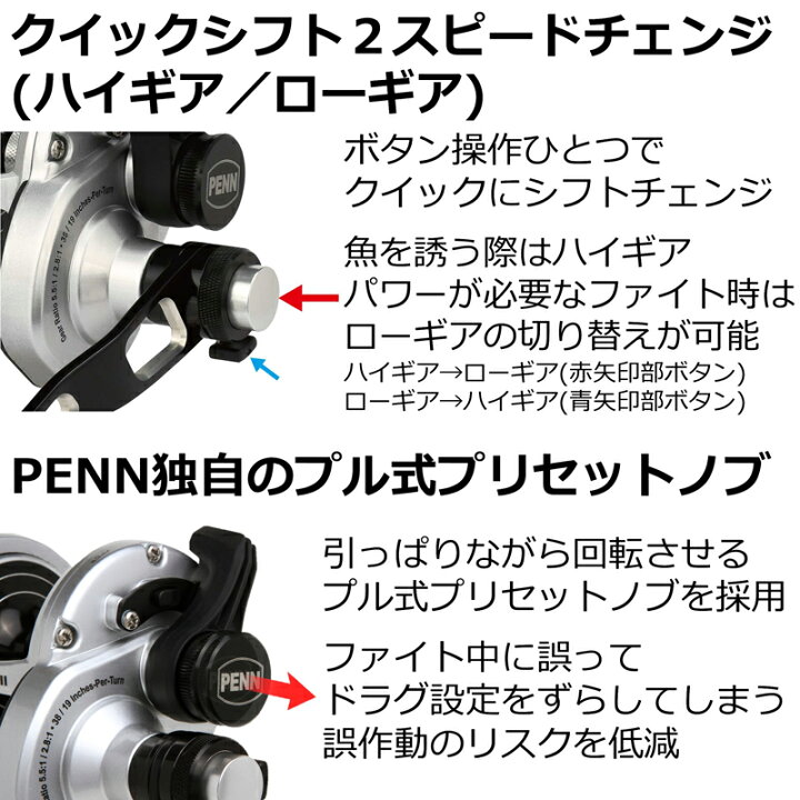 楽天市場】 PENN(ペン) ファゾムII 2スピード FTHII40NLD2 40N 1563182 