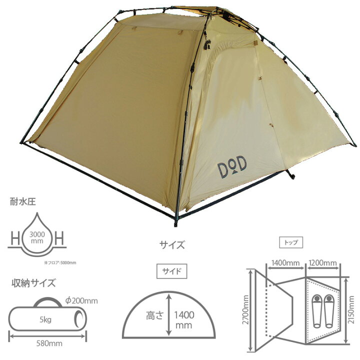 楽天市場】 DOD(ディーオーディー) ライダーズ バイクインテント タン  