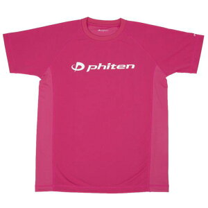 phiten(ファイテン) RAKUシャツ SPORTS 半袖 ロゴ入り Tシャツ 2XO ピンク×ロゴ白 JG358008