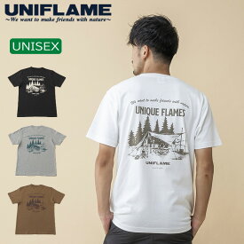 ユニフレーム(UNIFLAME) 【ユニフレーム×ナチュラム】7.1オンス へヴィーウェイト バックプリント Tシャツ S ホワイト URNT-7